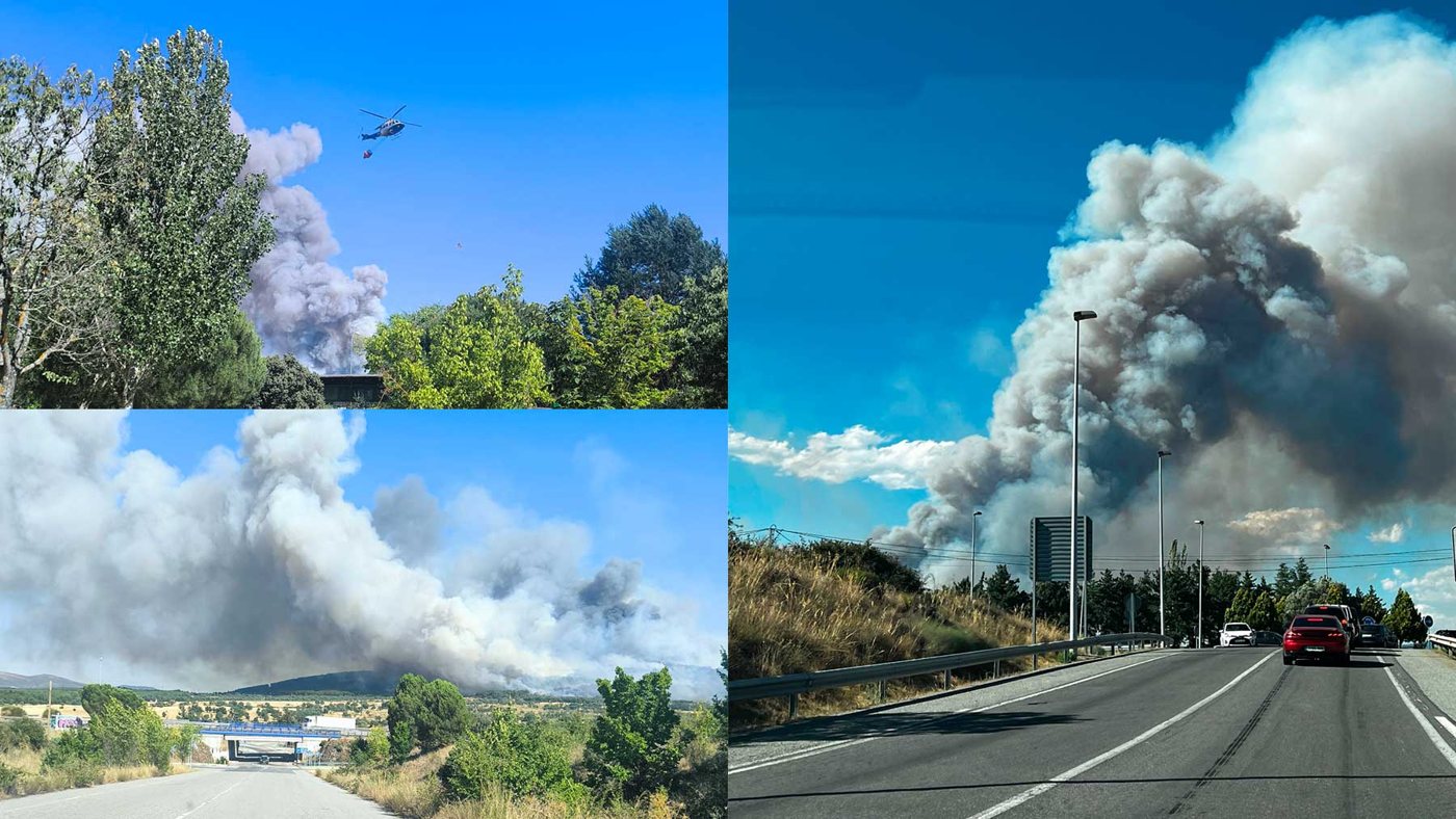 La UME se suma al operativo del incendio de Lozoyuela que mantiene confinados a dos municipios