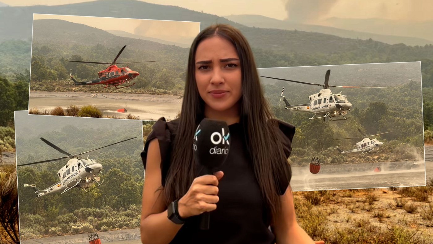 Helicópteros y vecinos libran una batalla sin tregua contra el incendio forestal en Ávila